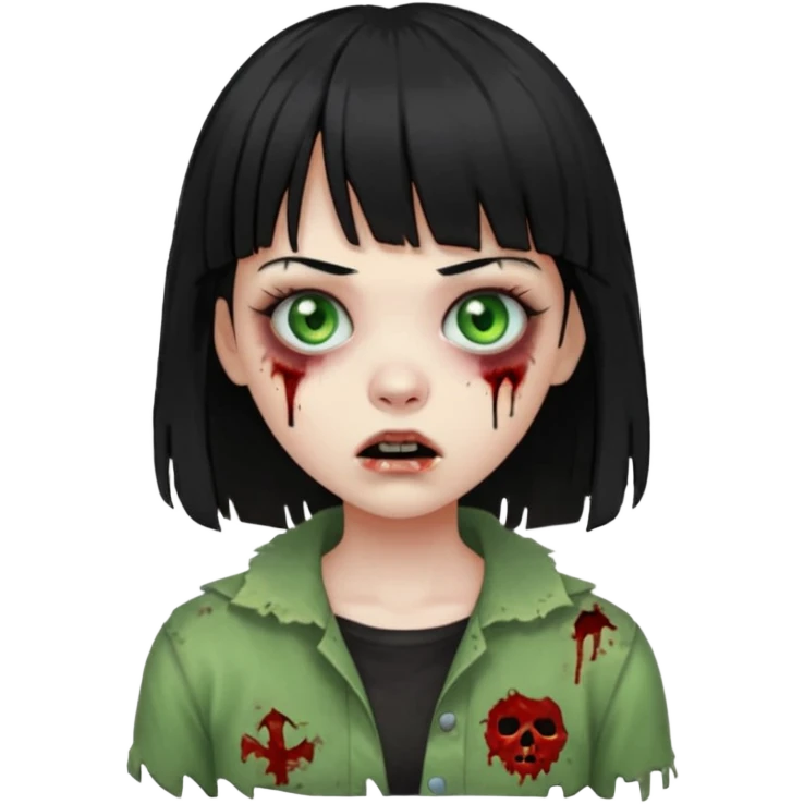 Zombie girl With black hair and bangs emoji