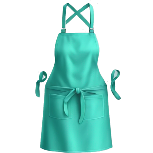 Realistic isolated light teal kitchen apron tied in the front. emoji