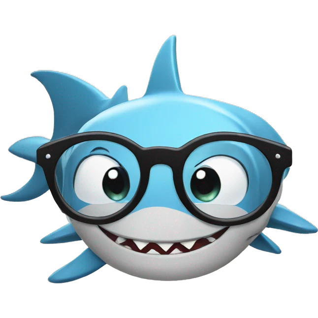 shark with round circle glasses cute emoji