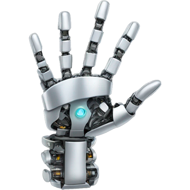 silver robotic waving hand with human thumb emoji