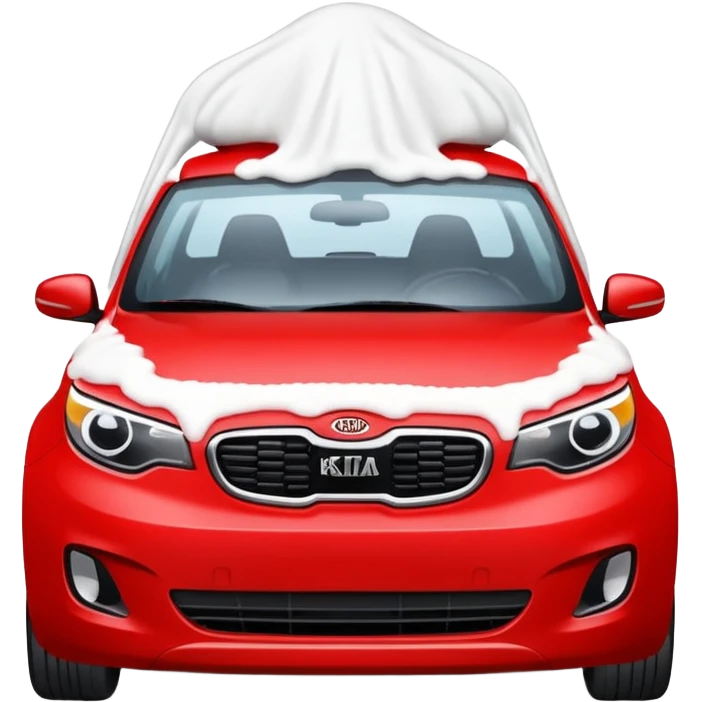 red kia car with foam with car wash shop emoji