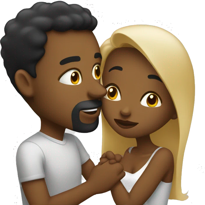 White Husband and Black wife kissing emoji