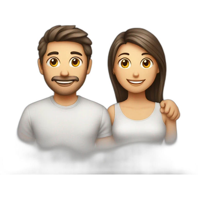 2 chats en couple avec des coeurs emoji