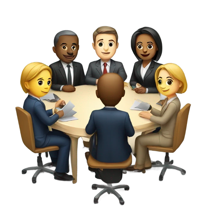 business people sitting at a table, slight perspective  emoji