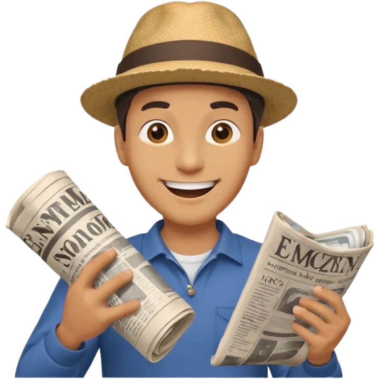 man energetically throwing a rolled-up newspaper to his right emoji