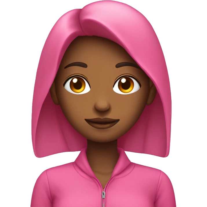 Mulher com roupa rosa emoji