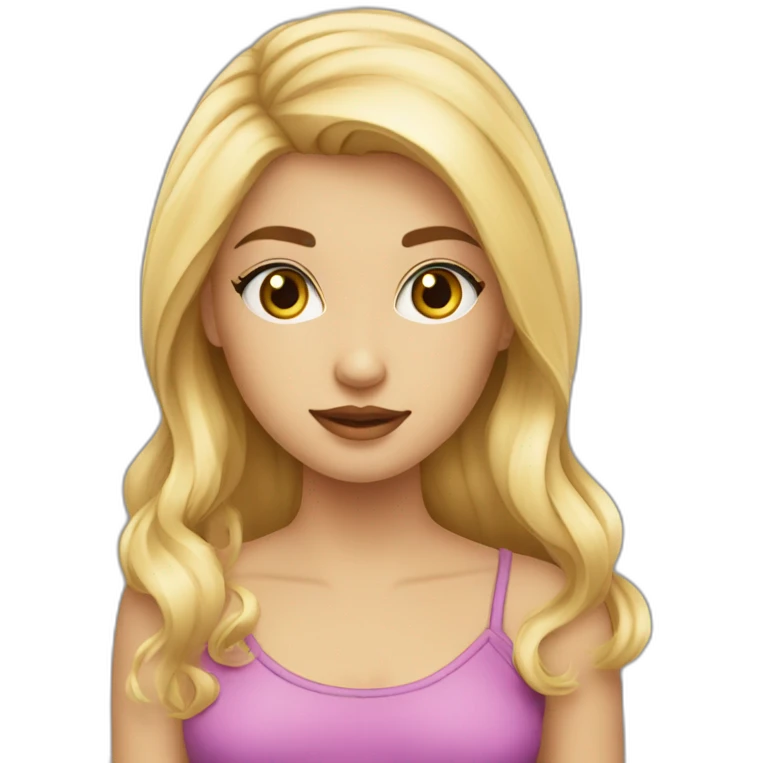 Fille blonde cheveux lisse yeux bleus emoji