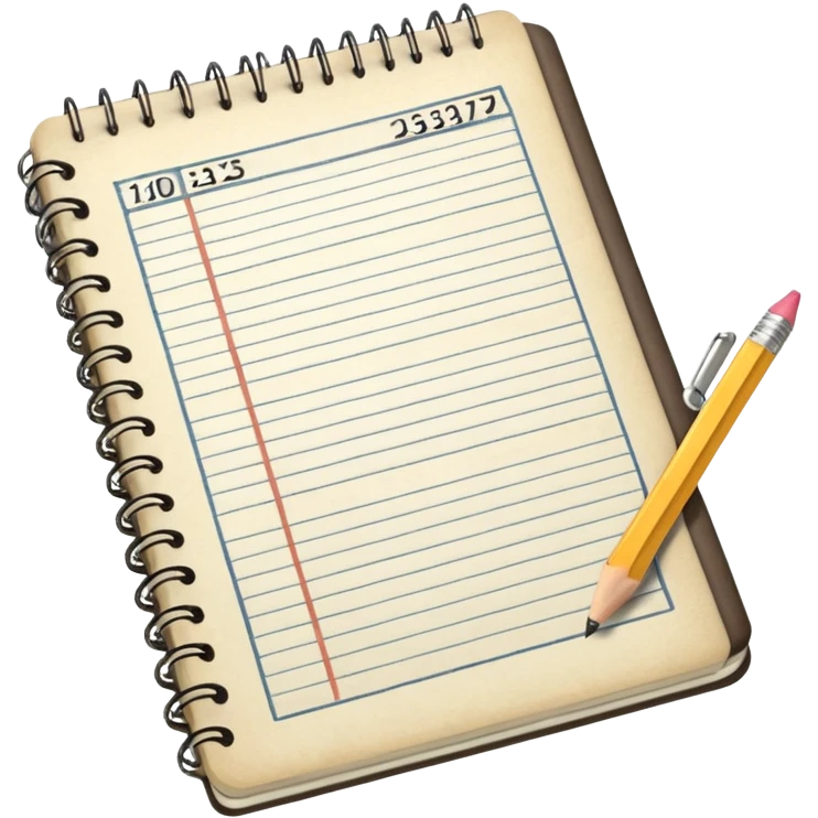 Libreta de presupuesto con numeros y cuentas emoji