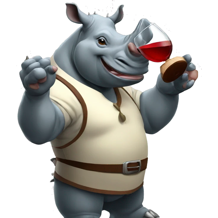rhino-man hybrid sipping wine emoji