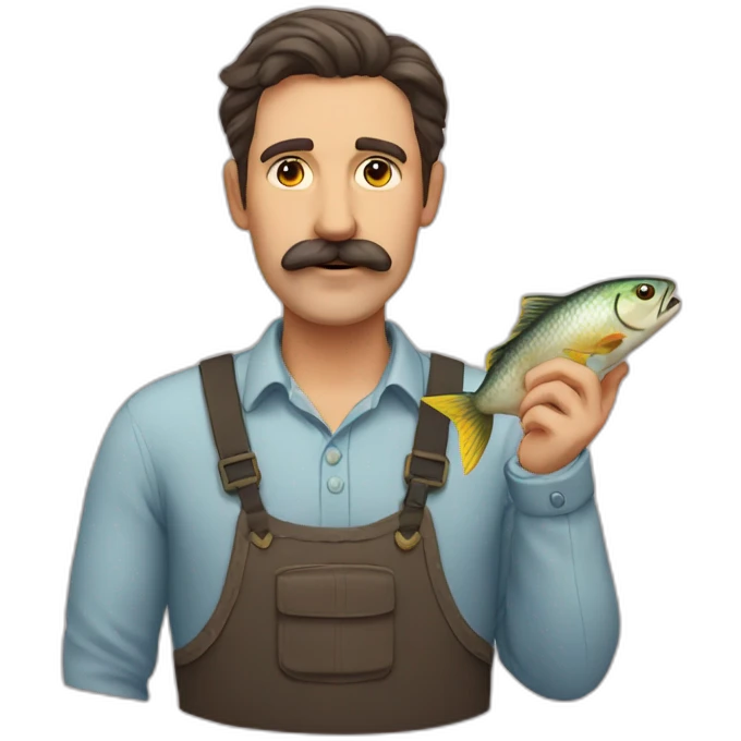 moustache husband with fish emoji