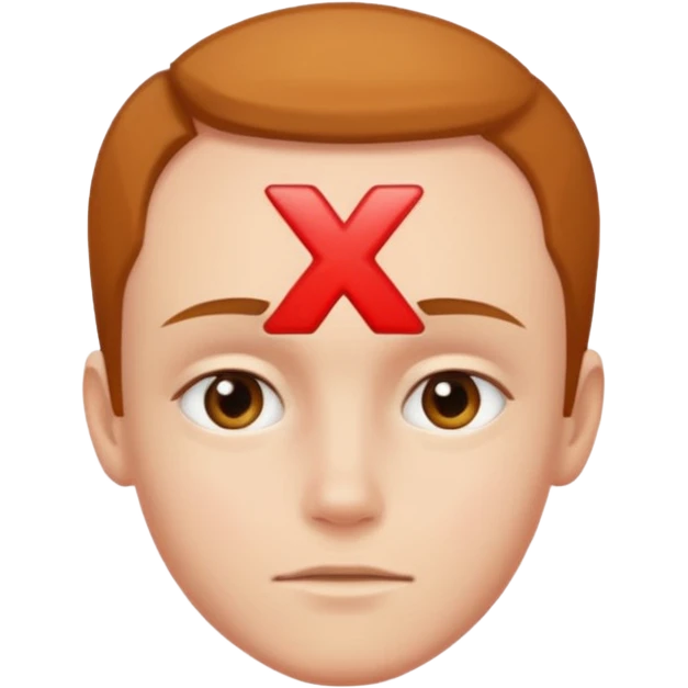 forhead with "X" text on it emoji