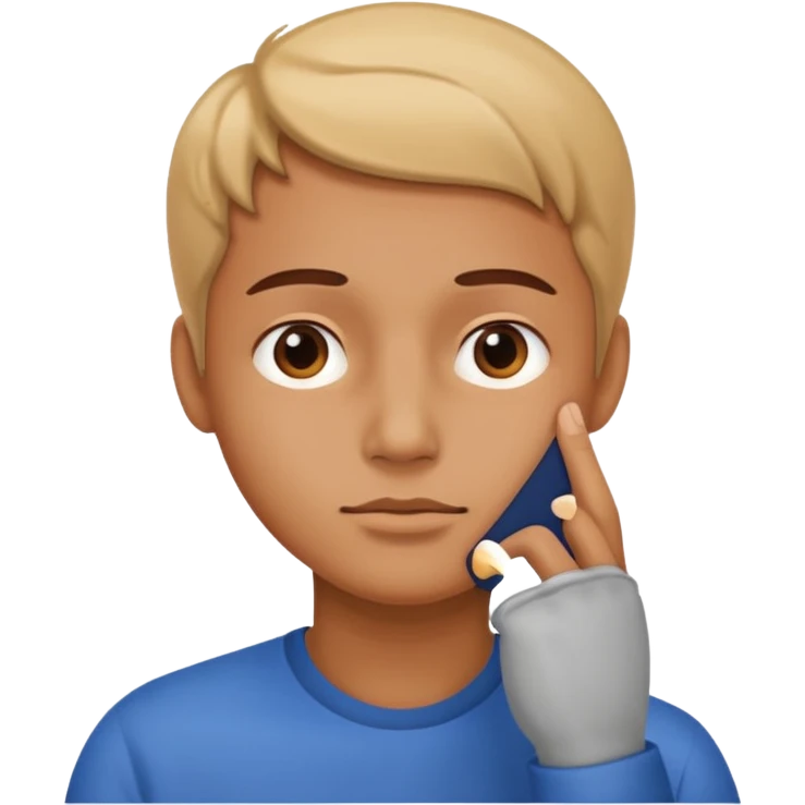 The expression must be that of someone thinking, with their hand touching their chin. emoji