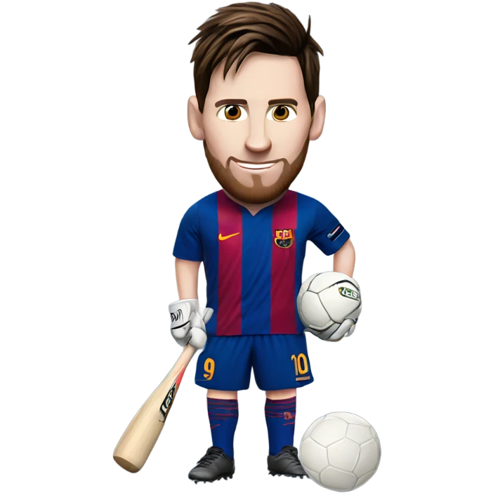 Messi with bat emoji