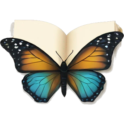 A book with a butterfly flying out of it emoji