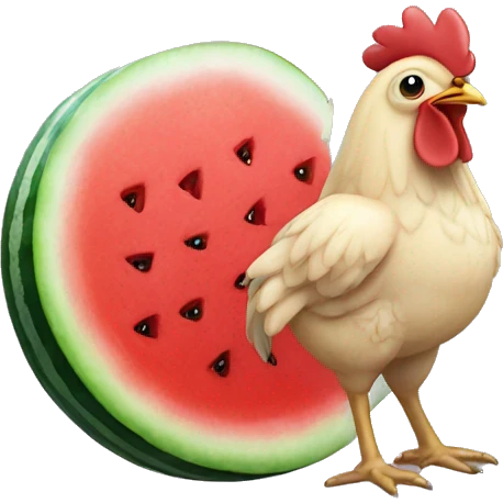 chicken and watermelon  emoji