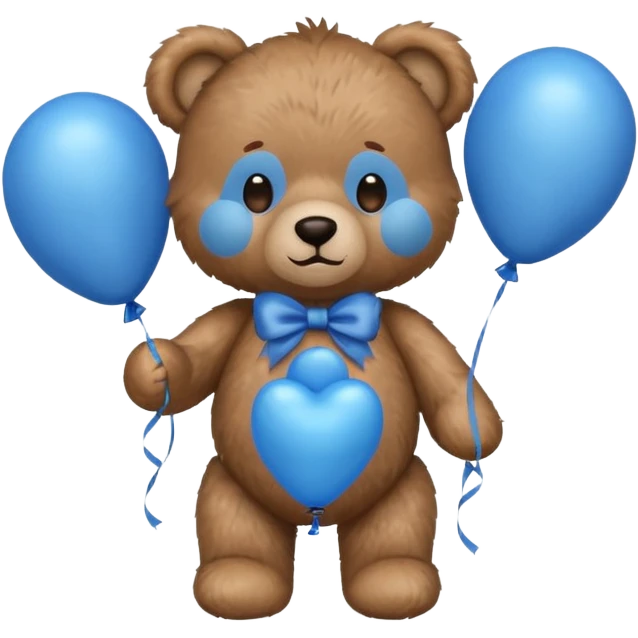 teddy bear holding balloons, birthday, cute, fluffy, semi-realistic emoji