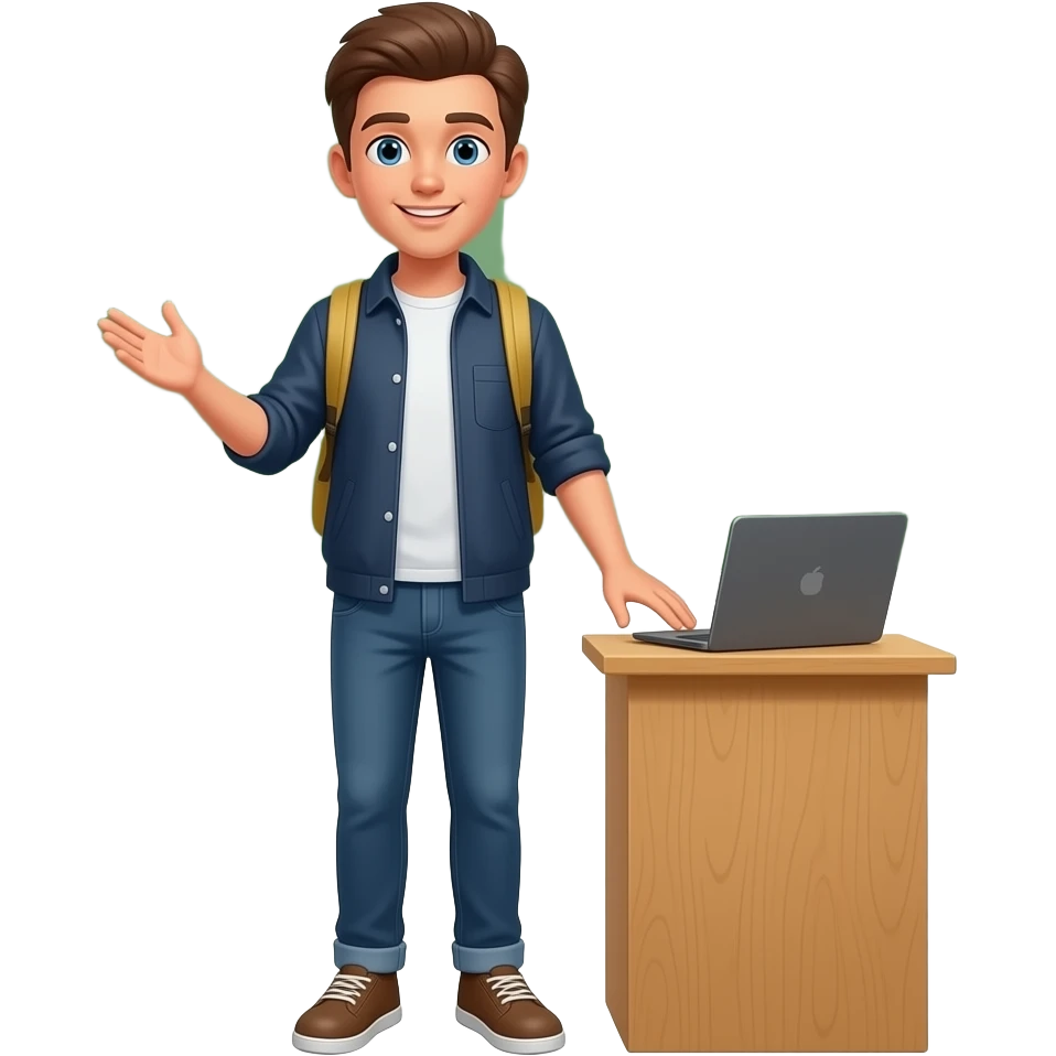 emoji jugendlicher, der einenVortrag hält , ganzer körper emoji