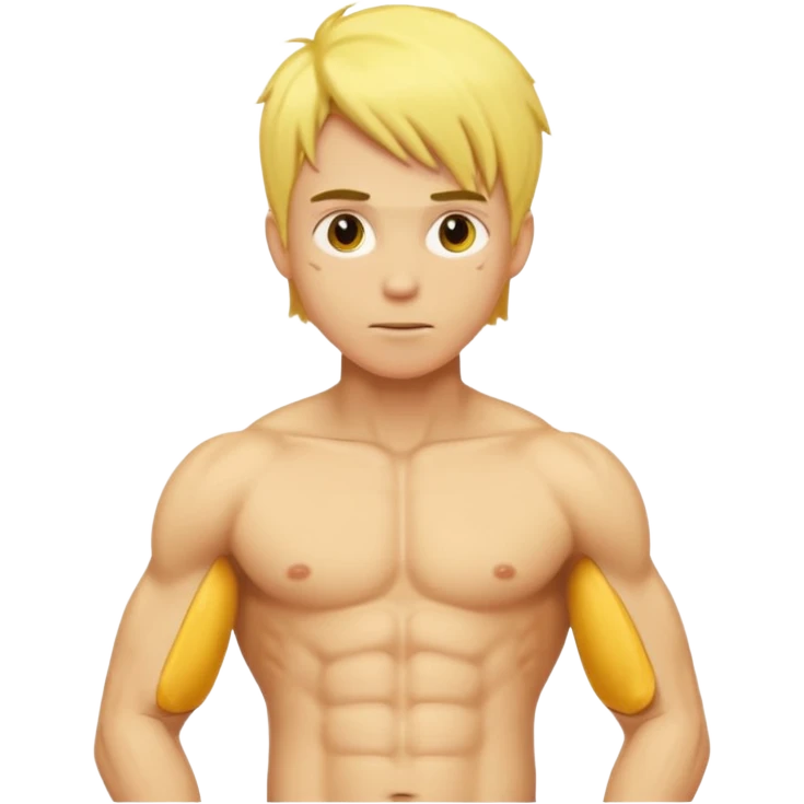 Male showing core stomach muscles yellow default skin and hair emoji