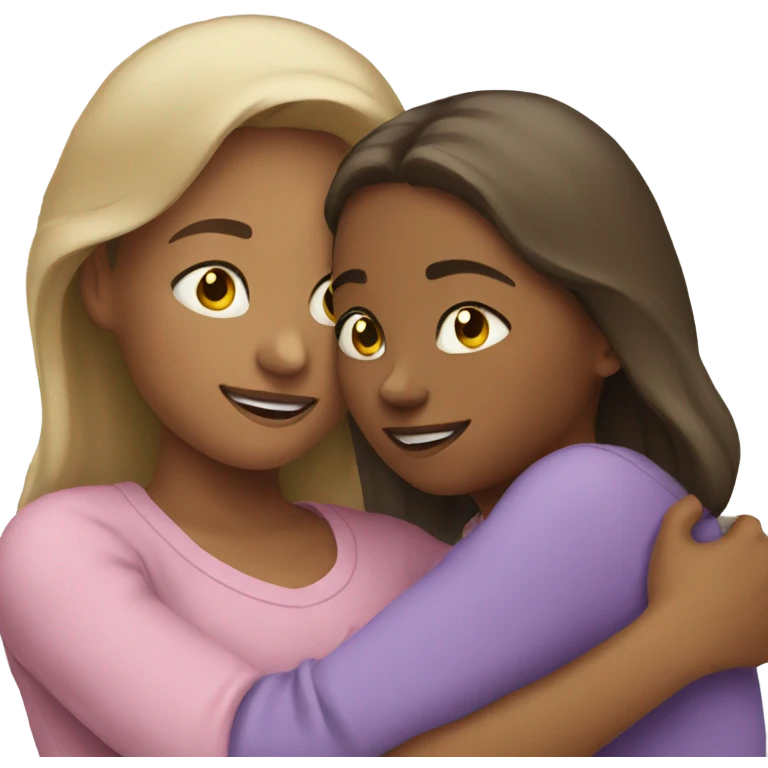 Mother and daughter hugging emoji