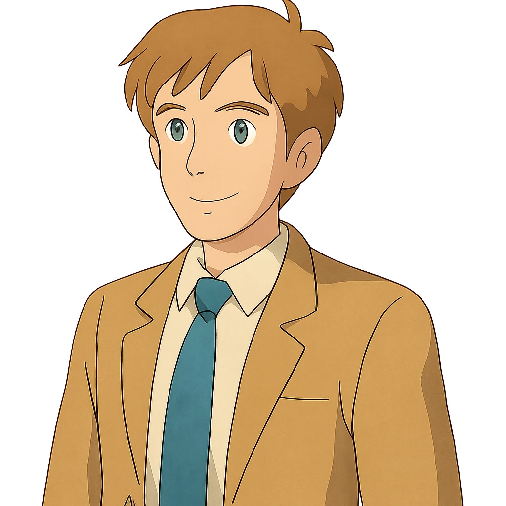 ghibli style white man character emoji