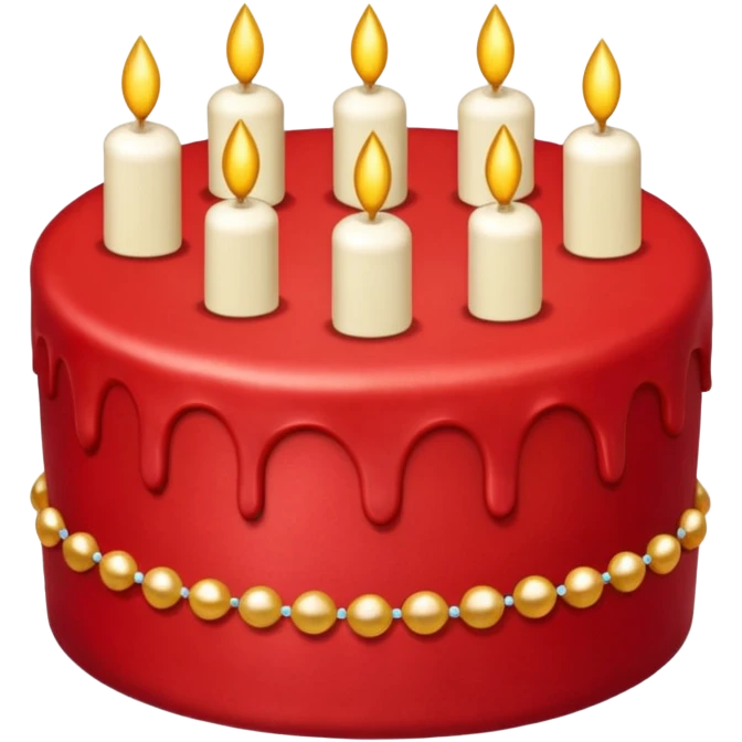 red cake with golden details and sparkles emoji