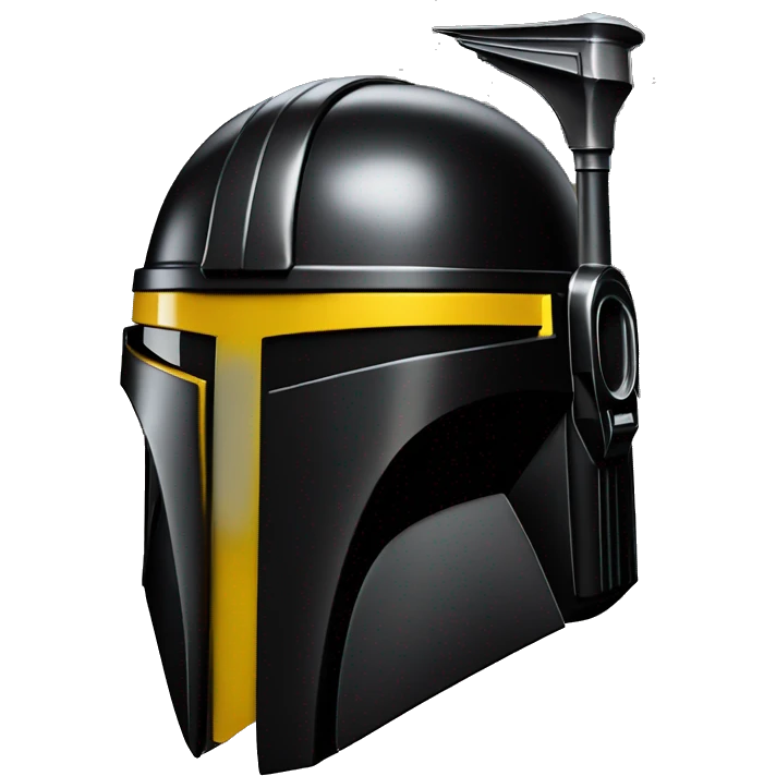 Gloss black and yellow mandalorian helmet with one antenna emoji