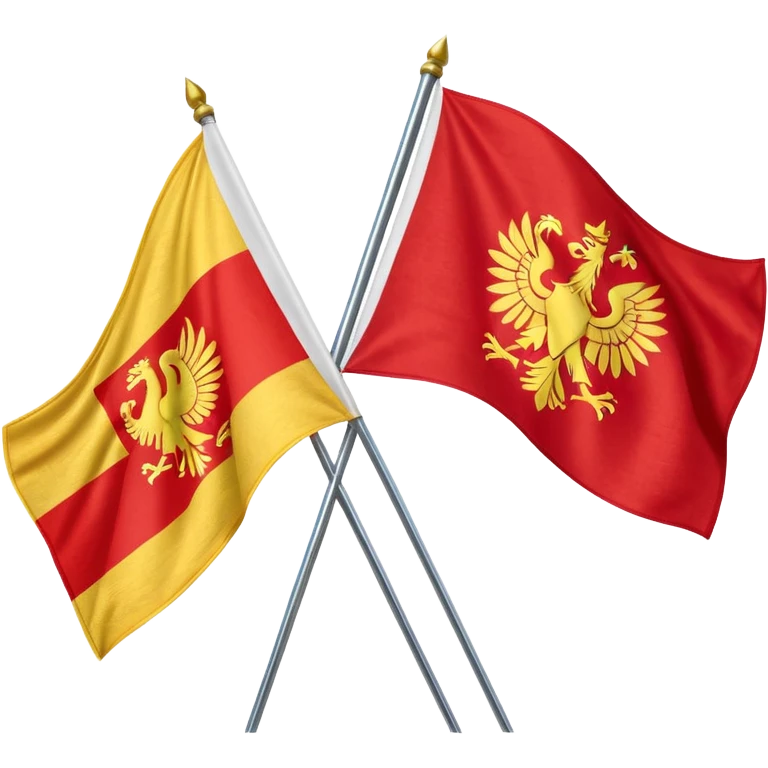 a flat flag that is split down the middle of half the polish flag and half the macedonian flag emoji