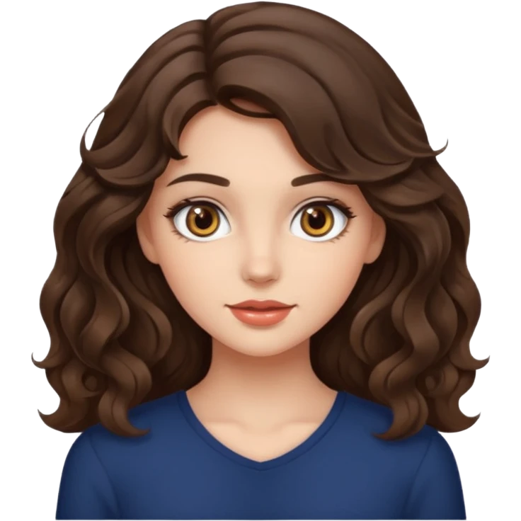 generate pretty brunette girl with wavy hair makeup  emoji