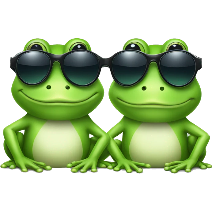two cool green frogs with sunglasses  emoji