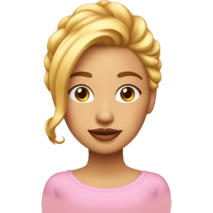 chica de pelo rubio y ondulado vestida de rosado  emoji