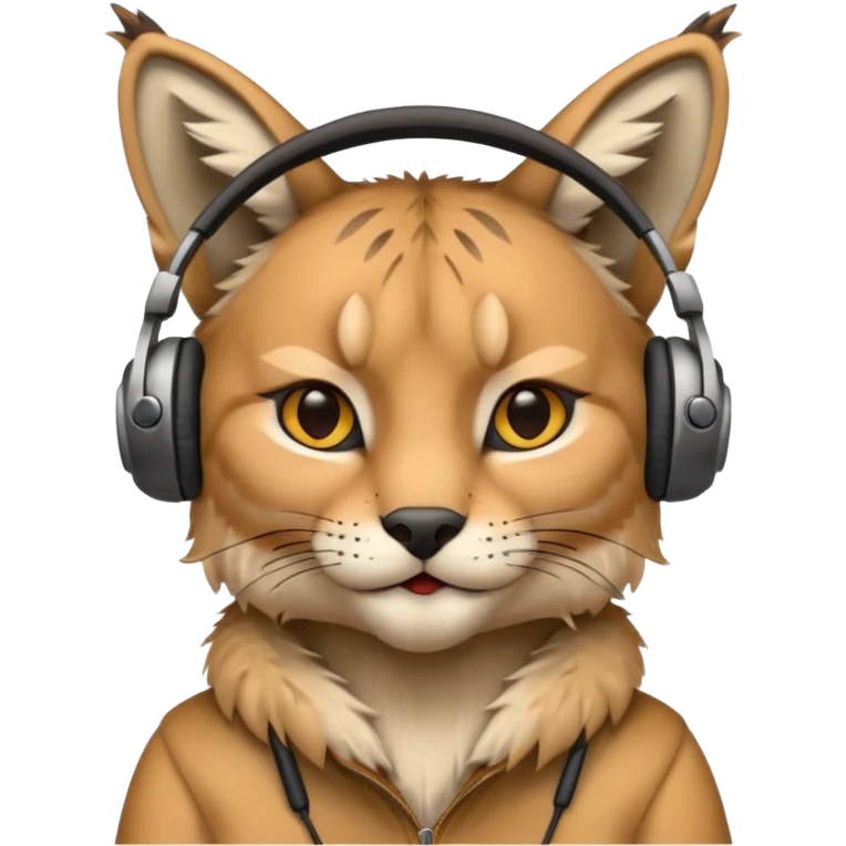 lynx with headphones listening to music emoji
