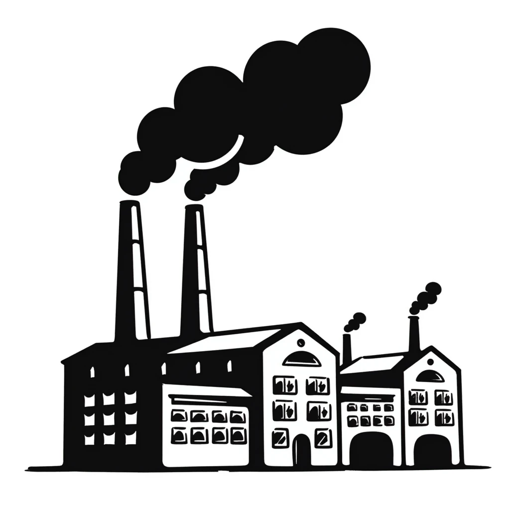 industrial factory with smoke stacks and machinery emoji