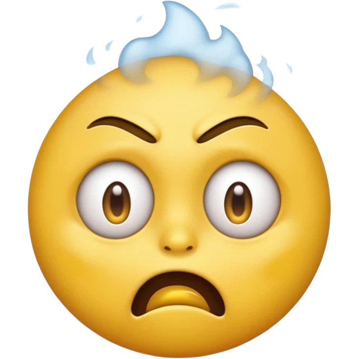 yellow emoji head, one eye twitching with rage, furrowed brow, steam coming from head emoji