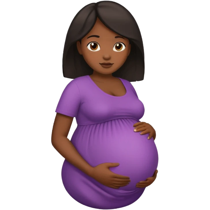 Dark black skin, african black Woman with huge pregnant belly emoji