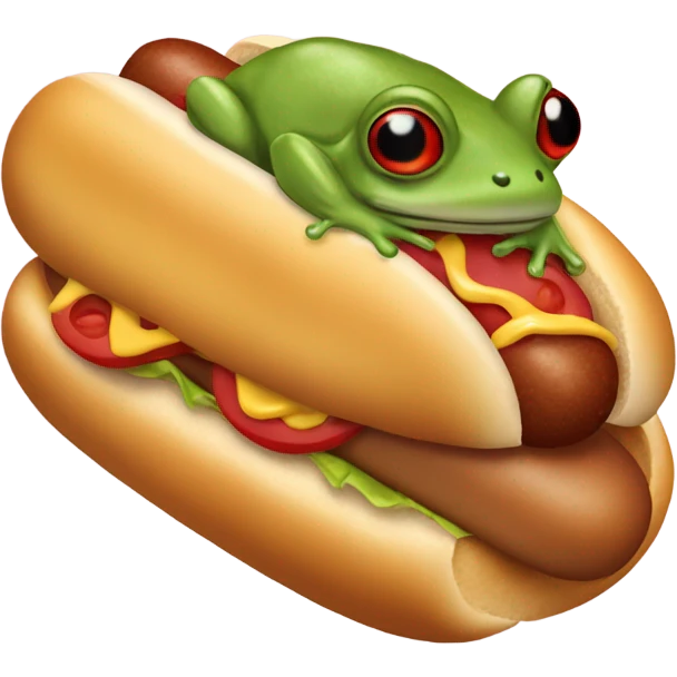 Frog in a hot dog emoji