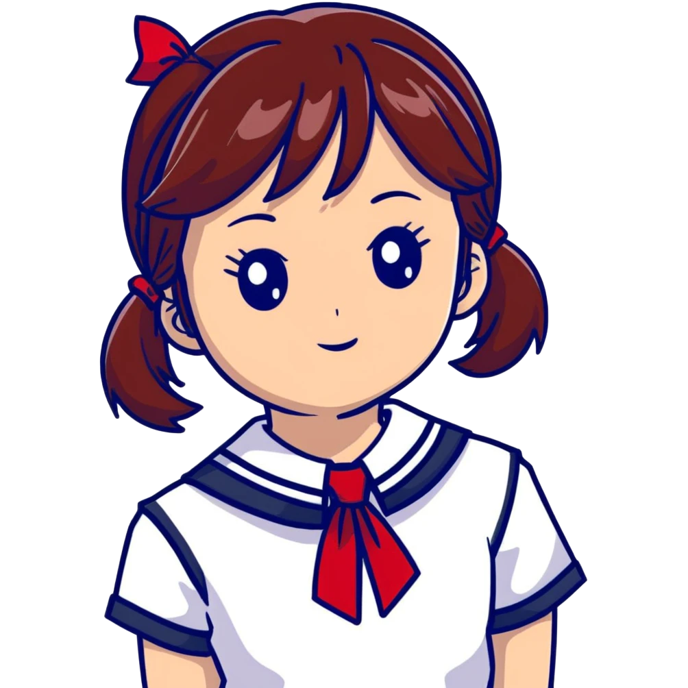 Adorable Japanese high school girl in classic sailor uniform with red necktie emoji
