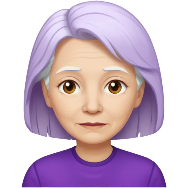 older woman with white hair...now add purple shirt  emoji