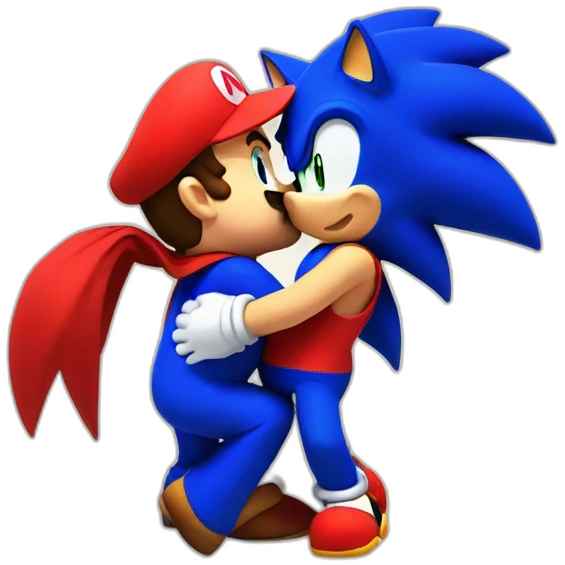 Sonic and super Mario kiss emoji
