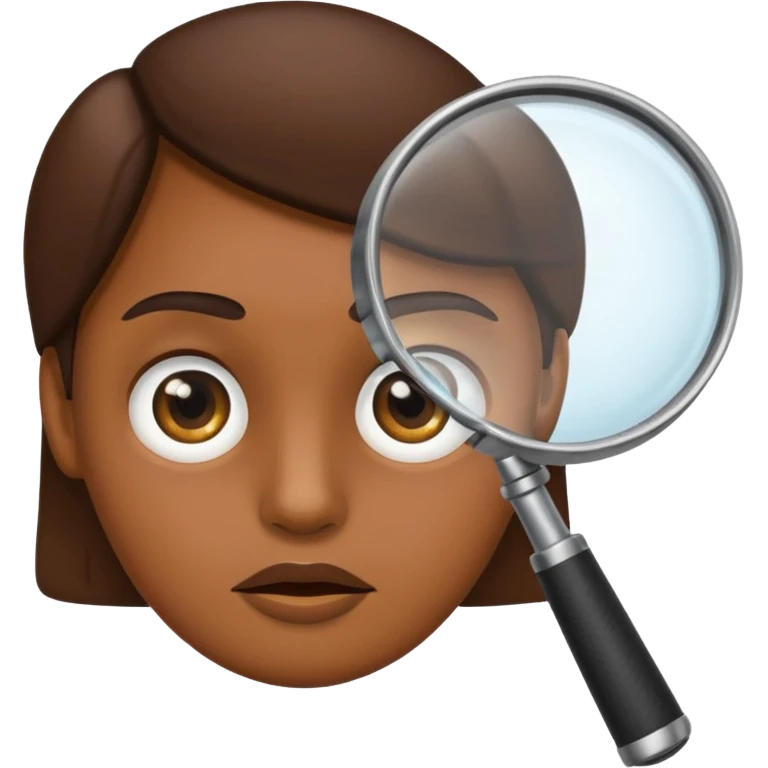 emoji with magnifying glass and black background with serious face brown face emoji