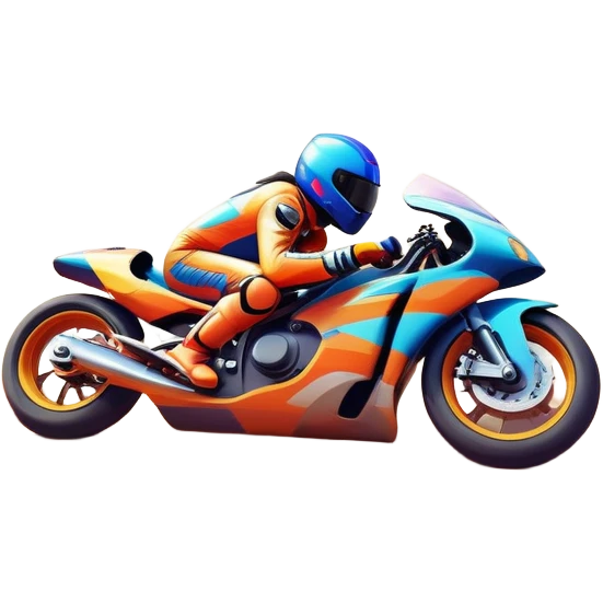 A sleek racing car and motorcycle speeding on a track, leaving a trail of dust behind. The scene captures the thrill of high-speed competition, with blurred motion and vibrant colors, highlighting the dynamic energy of motorsport. emoji