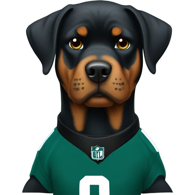 Rottweiler wearing Philadelphia Eagles jersey  emoji