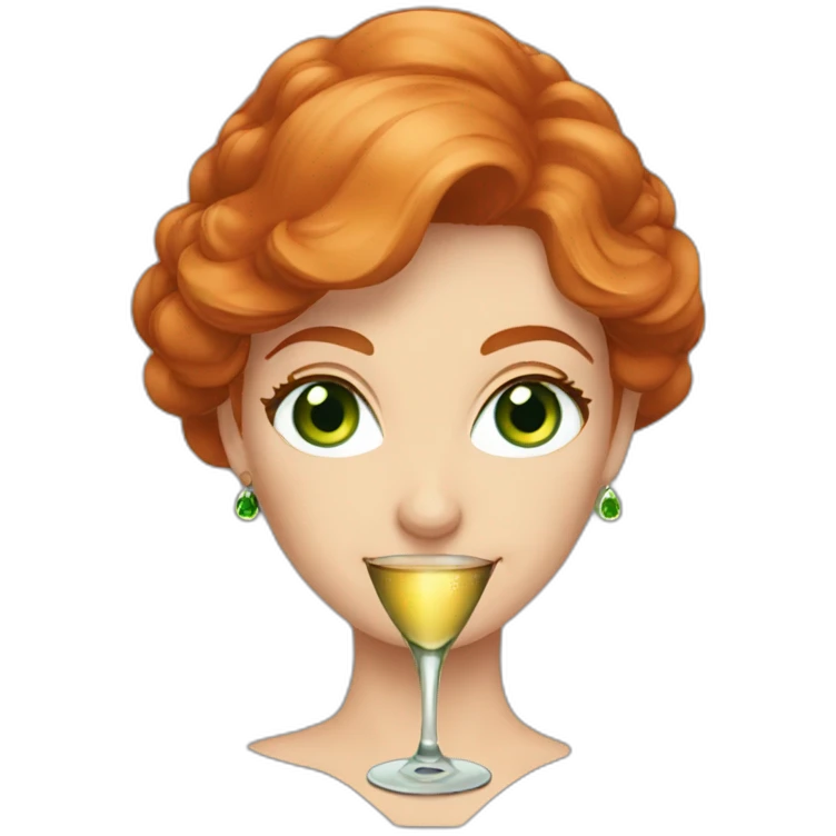 green-eyed red-haired woman with a glass of champagne emoji