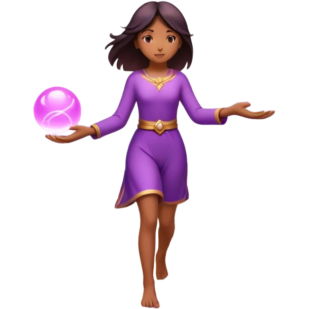 
A small figure walks across a glowing bridge, holding soft pink and purple orbs in each hand—symbolizing compassion and forgiveness. A gentle heart aura trails behind them, showing healing in motion. emoji