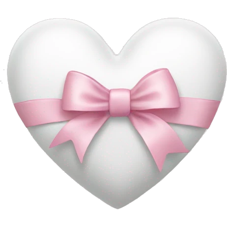 white heart with light pink ribbon bow emoji