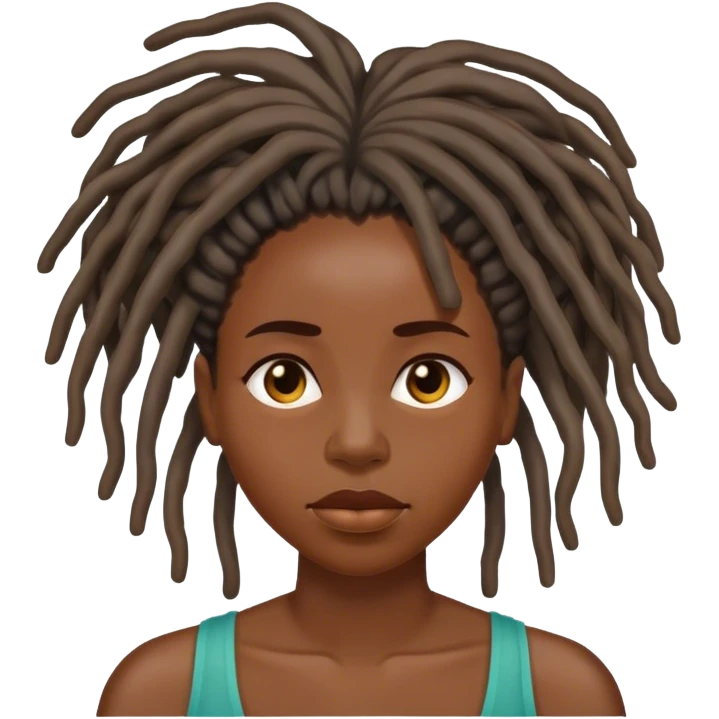 Black woman with locs sweating
 emoji