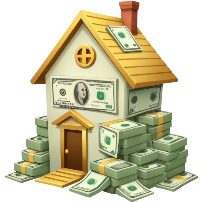 a house overflowing with money emoji