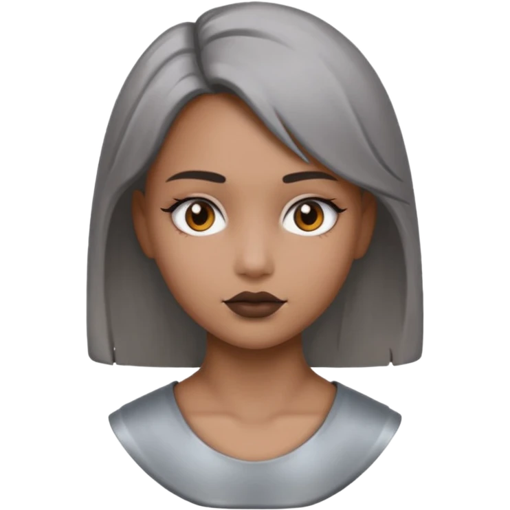 gray metal painted girl bust face included no skin color emoji