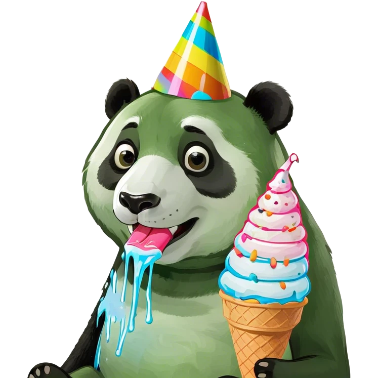 Panda eating ice cream emoji