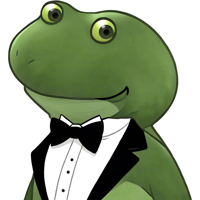 handsome bufo wearing a tuxedo  emoji