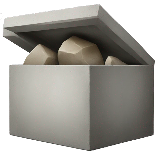 Concrete rcc box with one big rock inside emoji